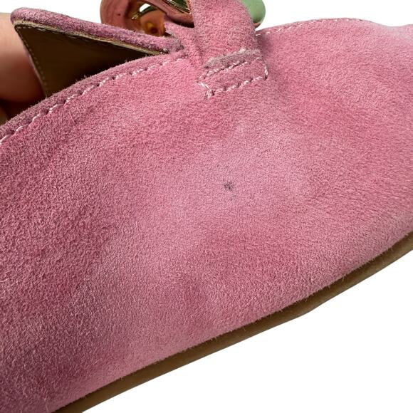 Steve Madden Chunky Gold Chain Pointed Toe Mule Barbie Pink Suede Size 6.5 - Picture 16 of 16